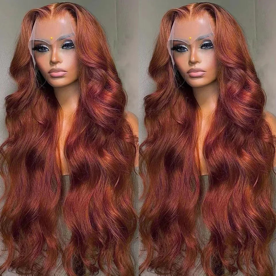 African Front Lace Wig Brown Red Long Curly Hair Fluffy Natural Hair Set Synthetic High Temperature Silk Wig Hair Set