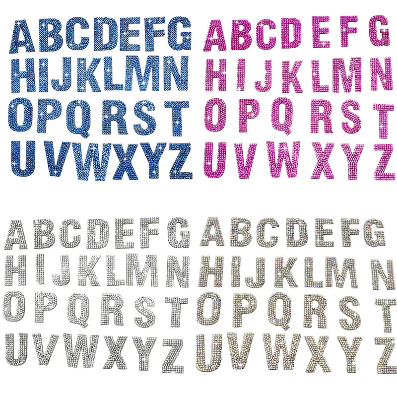 Crystal Rhinestones Letter Sticker Sheet Self Adhesive Letter Patches Crystal Rhinestone Patch