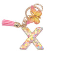 Good Quality and Price Clear Plastic Acrylic Epoxy Resin Acetate 26 Letter Keychain With Butterfly Charm and Tassel