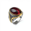 A3231 Men's/Women High Quality Classic Bezel Setting Gemstone Ring 18K Gold Plated Stainless Steel Agate Gem Colors Wedding