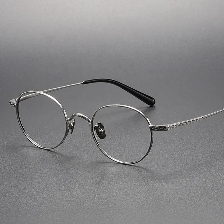High-Class Retro Optical Glasses Frame Handmade Silver Eyewear Eye Glasses Spectacles for Women Titanium Material