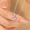 Daidan Necklace Elegant Ladies Heart Necklace Zirconia 925 Silver Love Knot Cubic Zirconia Bow Necklace