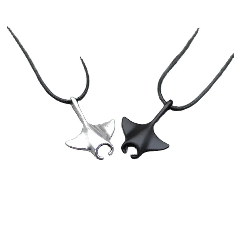 Collar Pareja Manta Ray Charm Pendant Zircon Couple Necklace for Lovers Men Women Necklaces for Diving Enthusiasts