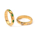 MAIFENG 18K Gold Plated Lab Created Green Cubic Zircon Stainless Steel Emerald Finger Ring Third Party Certified Fashionable