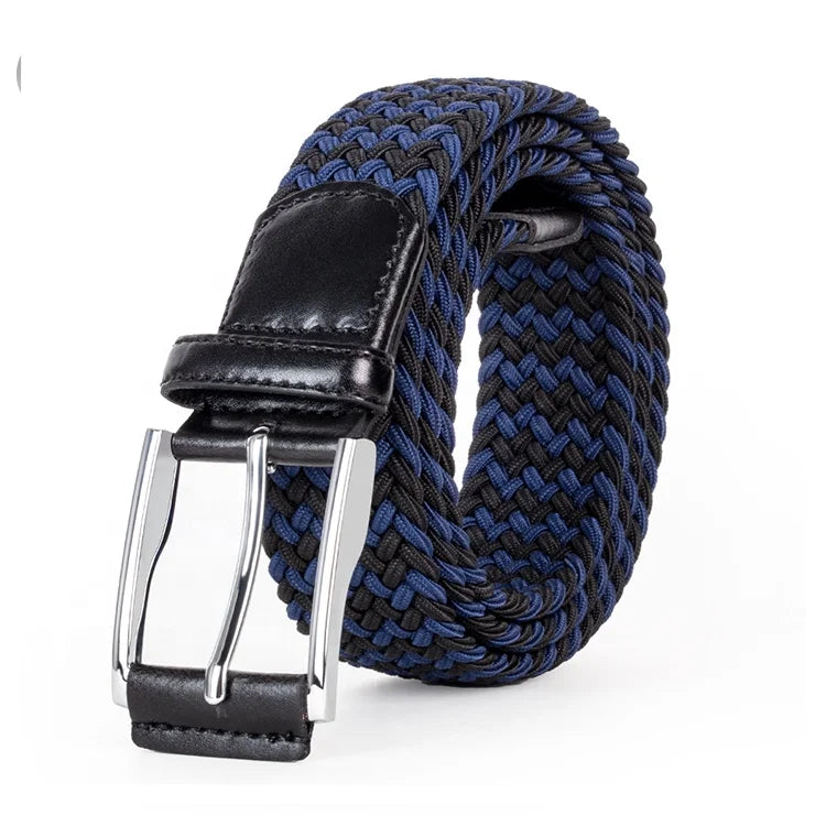 Men's and Women's New Style Multi-Color Braided Woven Elastic Stretch Canvas Fabric Belts Mixed Multi-Color