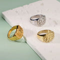Fashion Trendy Hip-Hop Men's Jewelry Stainless Steel Metal Block Ring for Anniversaries Casual Style