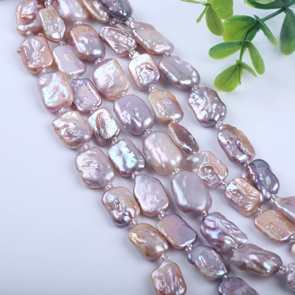 Wholesale Width 11-14mm Purple Color Square Baroque Shape Freshwater Pearl 18cm Short Loose Strands MegaBDM