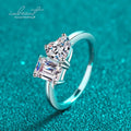 Classic 925 Silver Solid 1 Ct Excellent Cut Pass Diamond Test Emerald Heart Moissanite Ring for Teen Girls Wedding Fine Jewelry