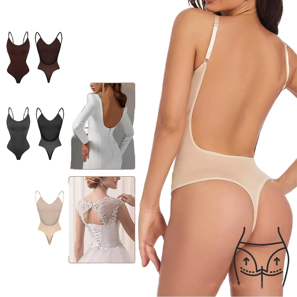 High Women's Bodysuit Super Elastic Tummy Shapewear Breathable Knitted Body Shaper Embroidery Sculpting Thong Waist Sculpting