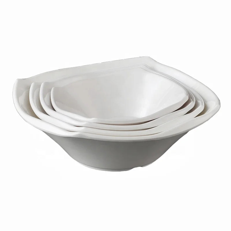 Unbreakable Restaurant Tableware Popcorn and Ice Cream Serving White Melamine Square Bowl