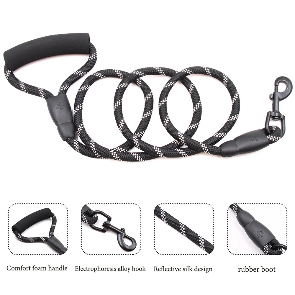 Wholesale Heavy Duty Nylon Dog Leash with Reflective Strips - Large Breeds Rope Lead (MOQ 2pcs) Durable Pet Walking Supply