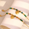 New Gold Plated Heart Charm Beaded Bracelet for Women Natural Stone Adjustable Handmade Boho Vintage Jewelry Gift