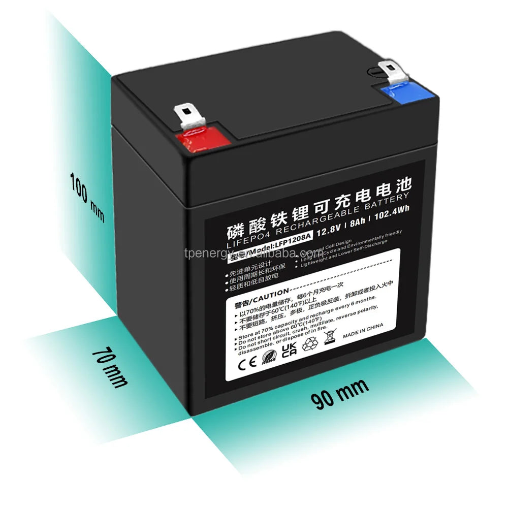 12V 8Ah Lifepo4 Battery Pack OEM Factory Price 12.8V 102.4Wh Replacement AGM GEL VRLA Solar LFP Battery