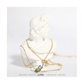 Carline Fashion Necklaces Gold Plated Stainless Steel with Cubic Zircon Trendy Link Chain Wedding Necklace