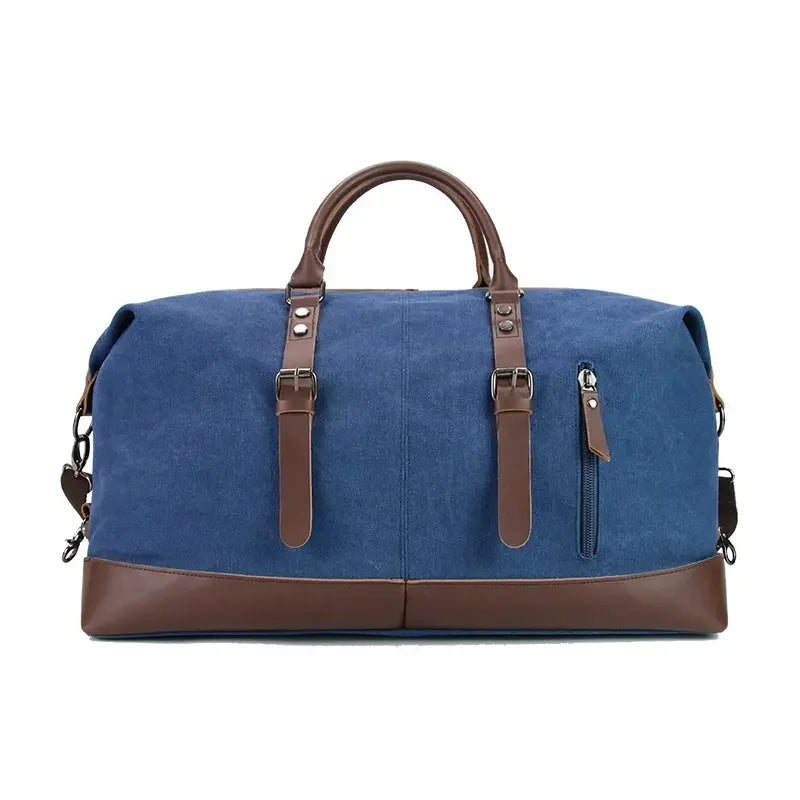 British Style Large Capacity Zipper Closure Durable Canvas Gym Business Travel Duffle Bag