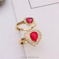 Placer Gold Jewelry Brass Gold-Plated Accessories Women's Big Flower Ring Elegant Fashion Accessories Wholesale