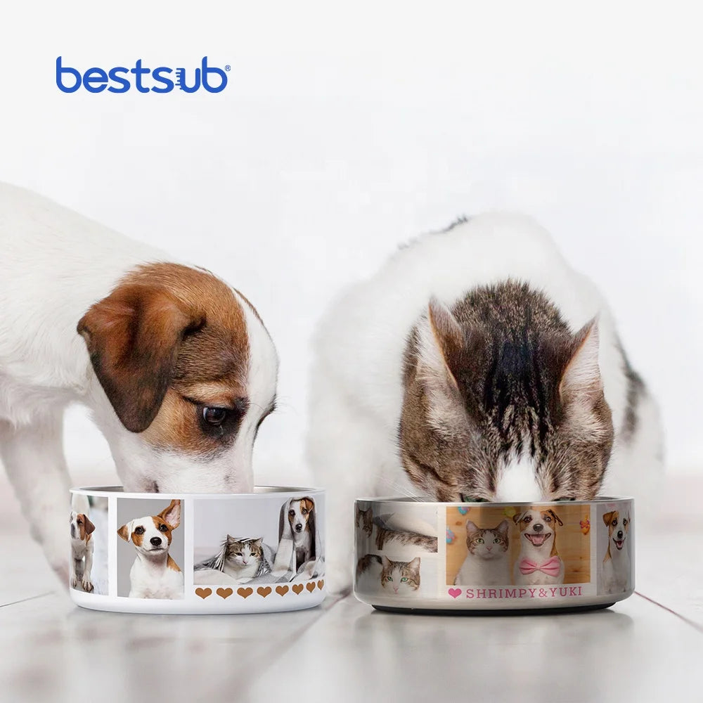2020 New Wholesale Modern Designed Custom Sublimation White Double Wall Stainless Steel Petdog Water Food Bowl Business Gifts