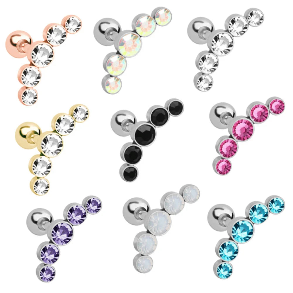 Stainless Steel Ear Bone Clip Accessories Cartilage Earrings Pierced Stud Earring Jewelry Unisex Zircon Beads Men Women