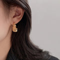 European and American Fashion Brass 18k Gold Earring Twisted C-shape Hoop Earrings for Girl Jewelry Gift
