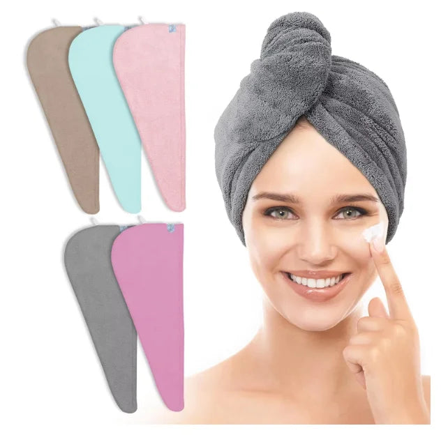Microfiber Hair Towel Wrap for Women Coral Fleece Long Hair Wrap Hair Drying Towel Quick Drying