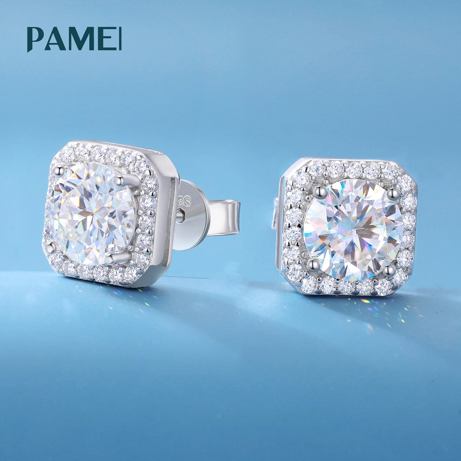 Hypoallergenic Fashion Jewelry Wholesale 3mm-7mm 925 Sterling Silver VVS Moissanite Diamond Halo Stud Earrings for Women