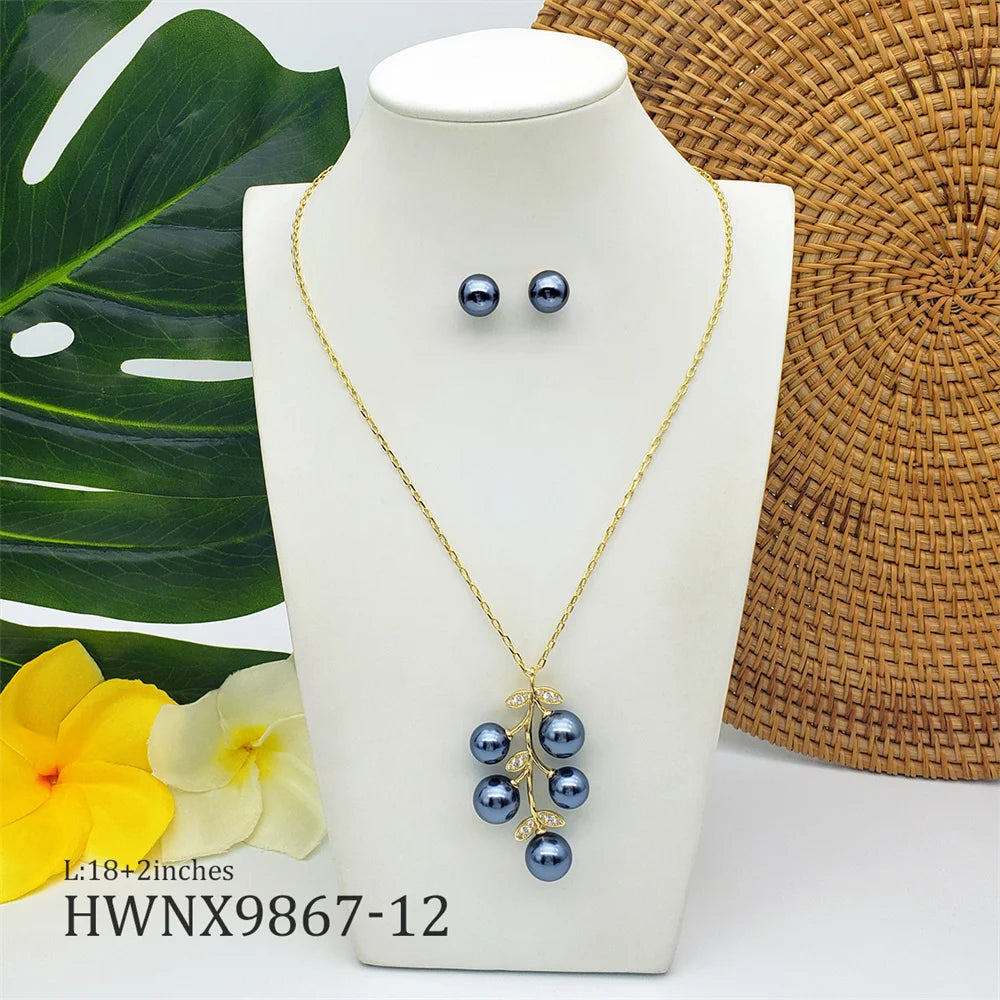 Hawaiian Jewelry New Arrival Ready to Delivery Luxury Earring Necklace Set Pearl Necklace Jewelry