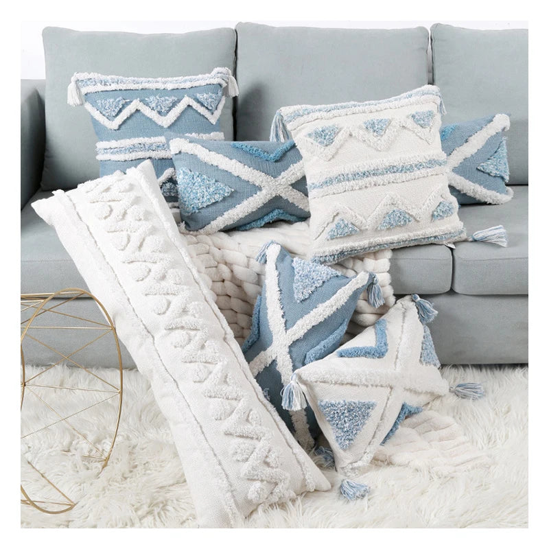 Innermor Bohemian Square Woven Geometric Striped Cushion Cover Plush Tassels Luxury Fashion Designer Home Sofa Hospital Hotel