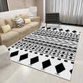 Modern Design Black White Grid Stripe Carpet Rug Abstract Pattern Printed Washable Rug for Living Room Bedroom