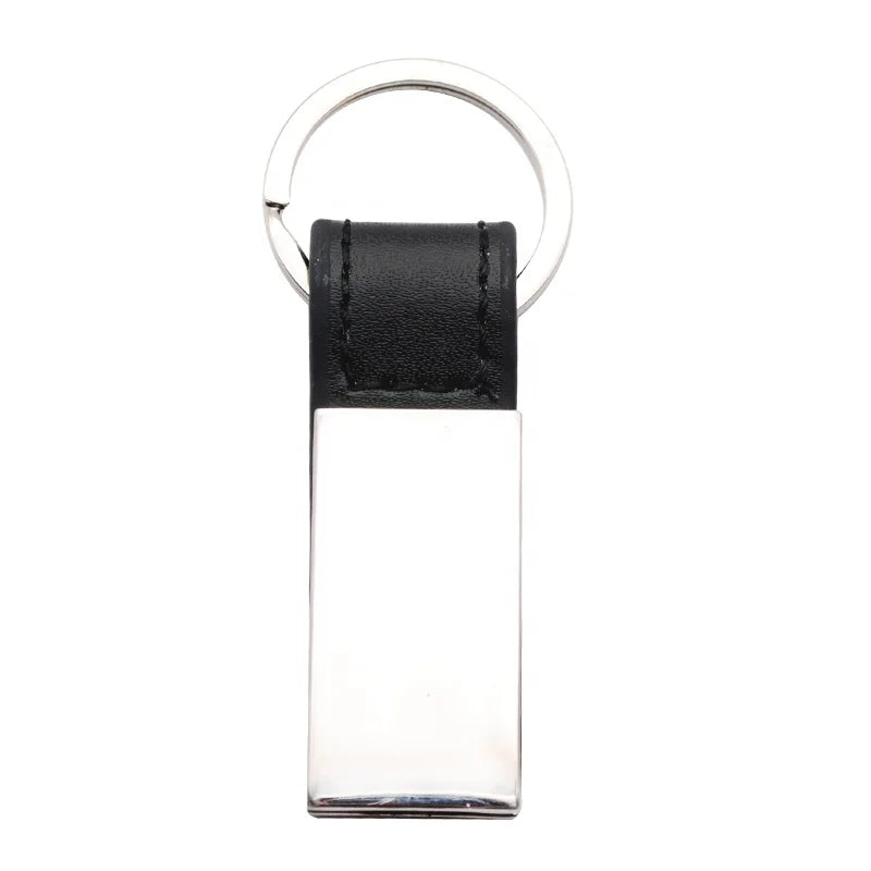 Direct Factory Supply Black Handmade Leather Keychain Custom OEM Blank Metal Keychain