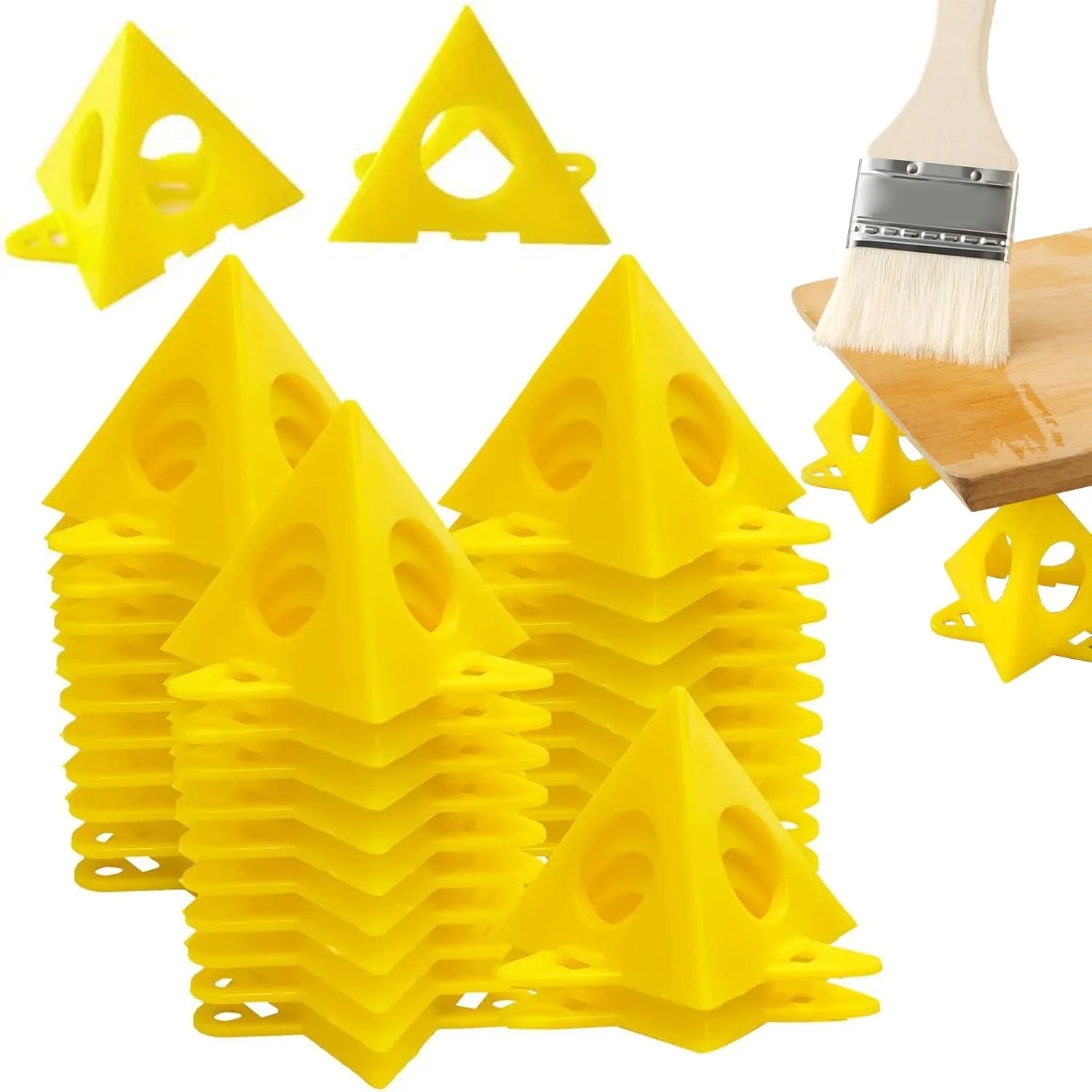 10pcs Yellow Plastic DIY Acrylic Painting Cone Stand Safe Easy-Carry Paint Pyramid Bracket Stable Canvas Cabinet Door Risers OEM