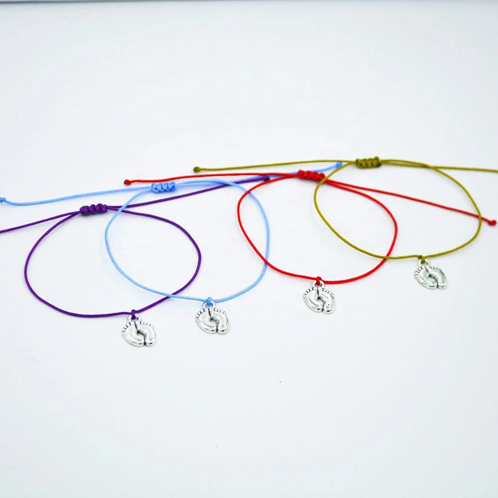 Wholesale Handmade Colourful Adjustable Polyester Rope Braided Foot Anklet Mix Colour for Girls