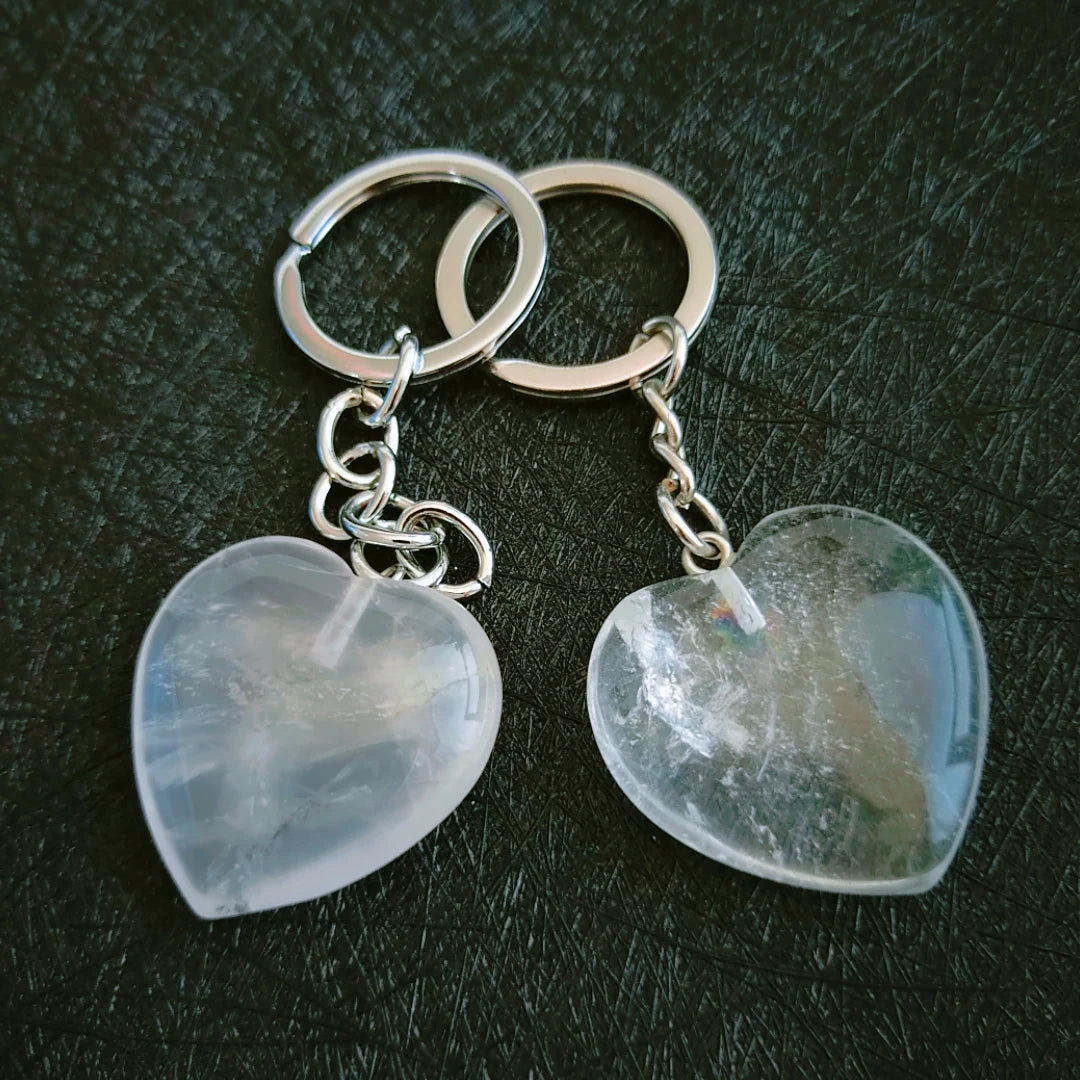 Diy Competitive Price Crystal Pendant Keychain Necklace Clear Quartz Heart Keychain Souvenirs Gift