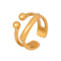 Retro Clip Asymmetric Open Geometric Ring Titanium Steel Hip Hop Open Design Adjustable Finger Ring for Women
