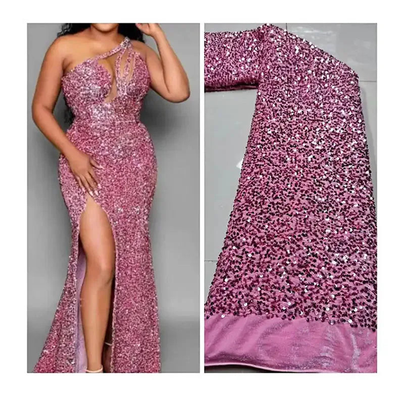 Full Sequin Flannelette Sequin Multi Color Dinner Dress Net Red Dress Children's Embroidered Lace Fabric Velvet Sequin Lace