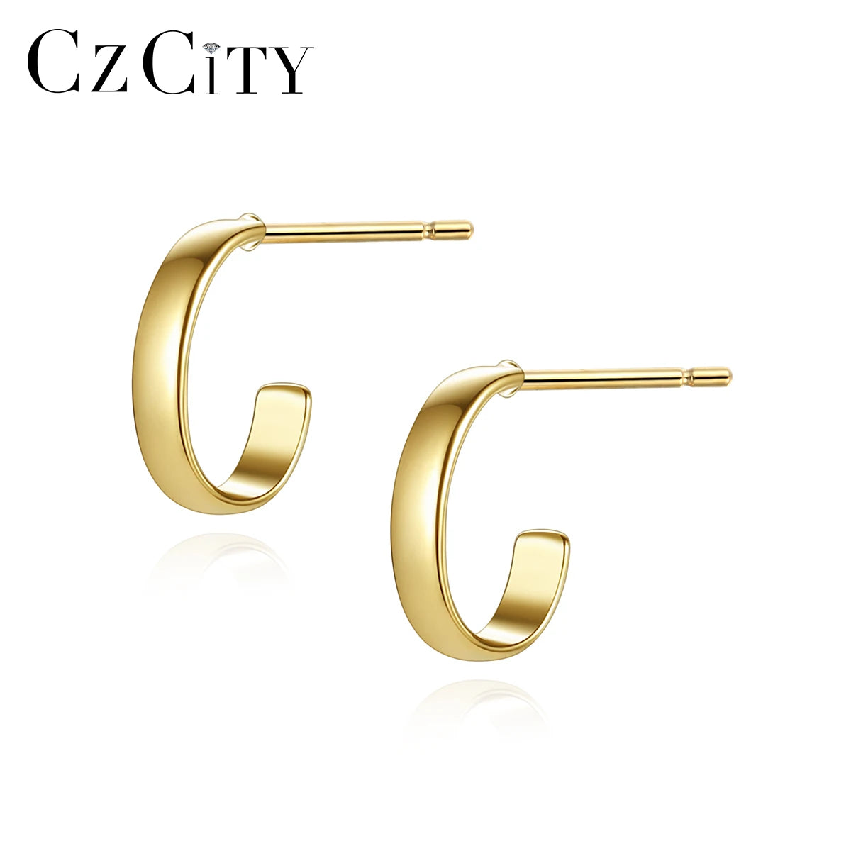CZCITY Fashion Matel Jewelry Ear Cuff Trendy Silver Woman Man 925 C Shape Unique C-Shape Hoop Earring