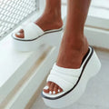 Thick Bottom High Heel slippers Sandals Platform Shoes Black and White C01