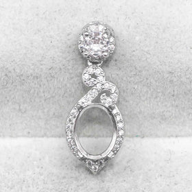 Sterling Silver 7*9mm Semi Mount Pendant Empty Frame Blank Support Setting S925 Base Holder Without Center Stone for DIY Inlay