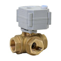 3/4'' 3-Way Motorized Control Brass Ball Valve 9-24VAC/DC or 110-230VAC Capacitor Auto Return Failsafe With Manual Override