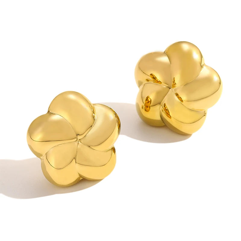 MICCI 18K Gold Stainless Steel Jewelry Wedding Flower Fashion Stud Earrings Jewellery for Women