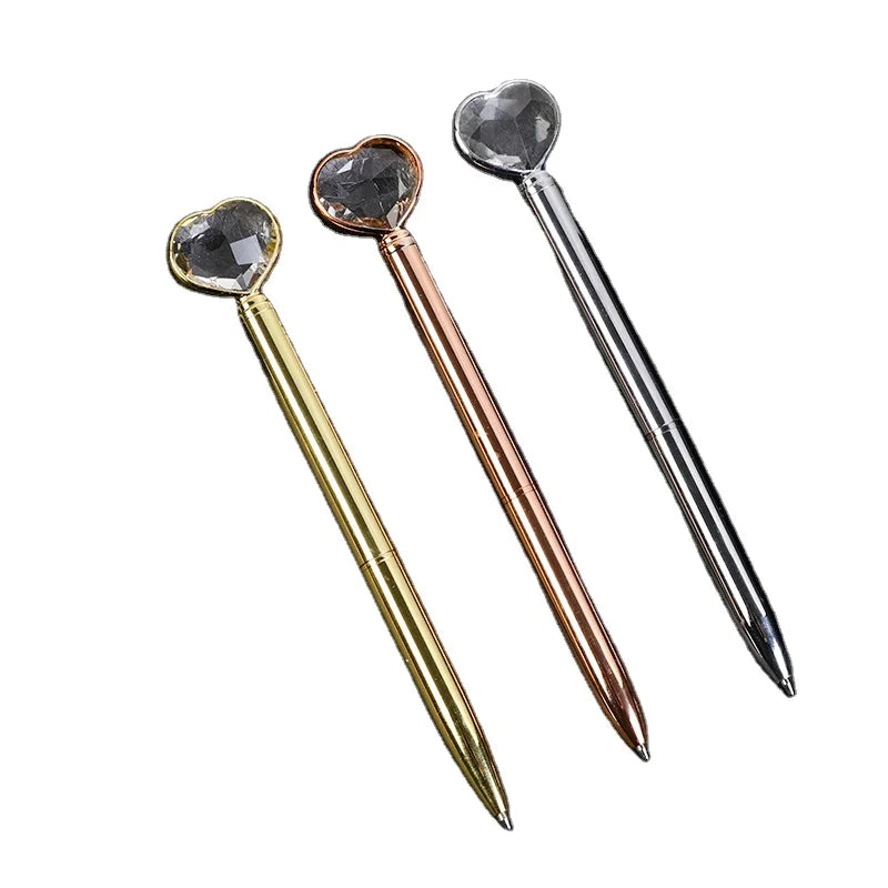 Promotional Heart Shape Diamond Gift Ball Pen Twist Metal Ballpoint Pen with Custom Logo for Advertising