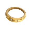 Simple Stainless Steel 18K Gold Plated Irregular Zircon Star Finger Ring Titanium Steel PVD Geometric Shaped Star Ring Jewelry