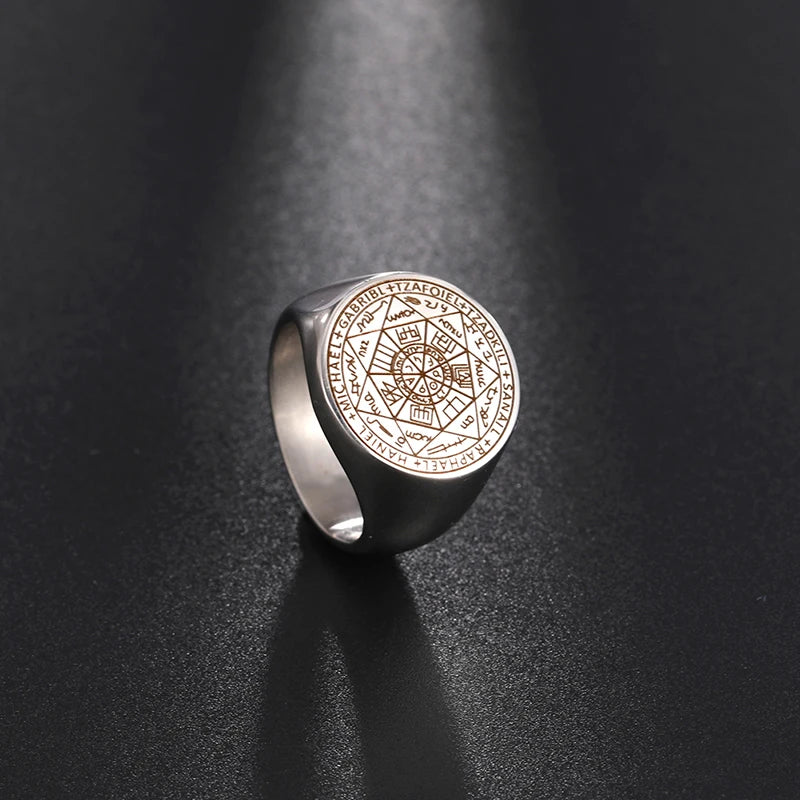 Secret of Universe Viking Ring for Men Gabriel Jofiel Thavael Azrael Michael the Seven Archangels Stainless Steel Rings