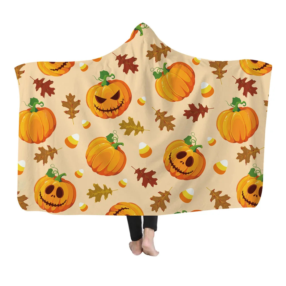 Drop Shipping Over Sized Wearable Cloak Hooded Throw Blanket Custom Sublimation Print Crystal Velvet Nap Blanket