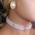 High-End 3-Piece French Elegant Dress Set with Rhinestones Wedding Accessories Pearl Necklace Earring Set Luxury Fashion Jewelry