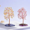 Healing Crystal Chip Stone Tree of Life with Agate Slice Base for Wealth Lucky Money Tree Decor