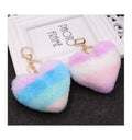 Colorful Heart Shape Pompom Keychain Fur Ball Plush Pendant Bag Keychain Love Hair Ball Bag Pendant