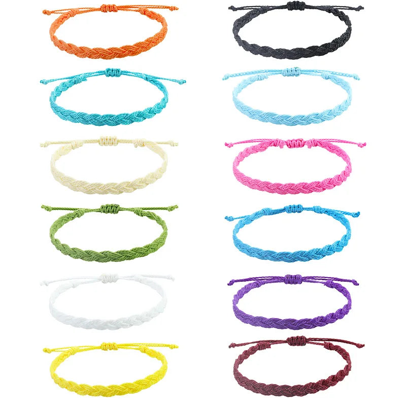 New Wax Cord Woven Macrame Adjustable String Bracelet Braided Bohemian Waterproof Friendship Bracelets