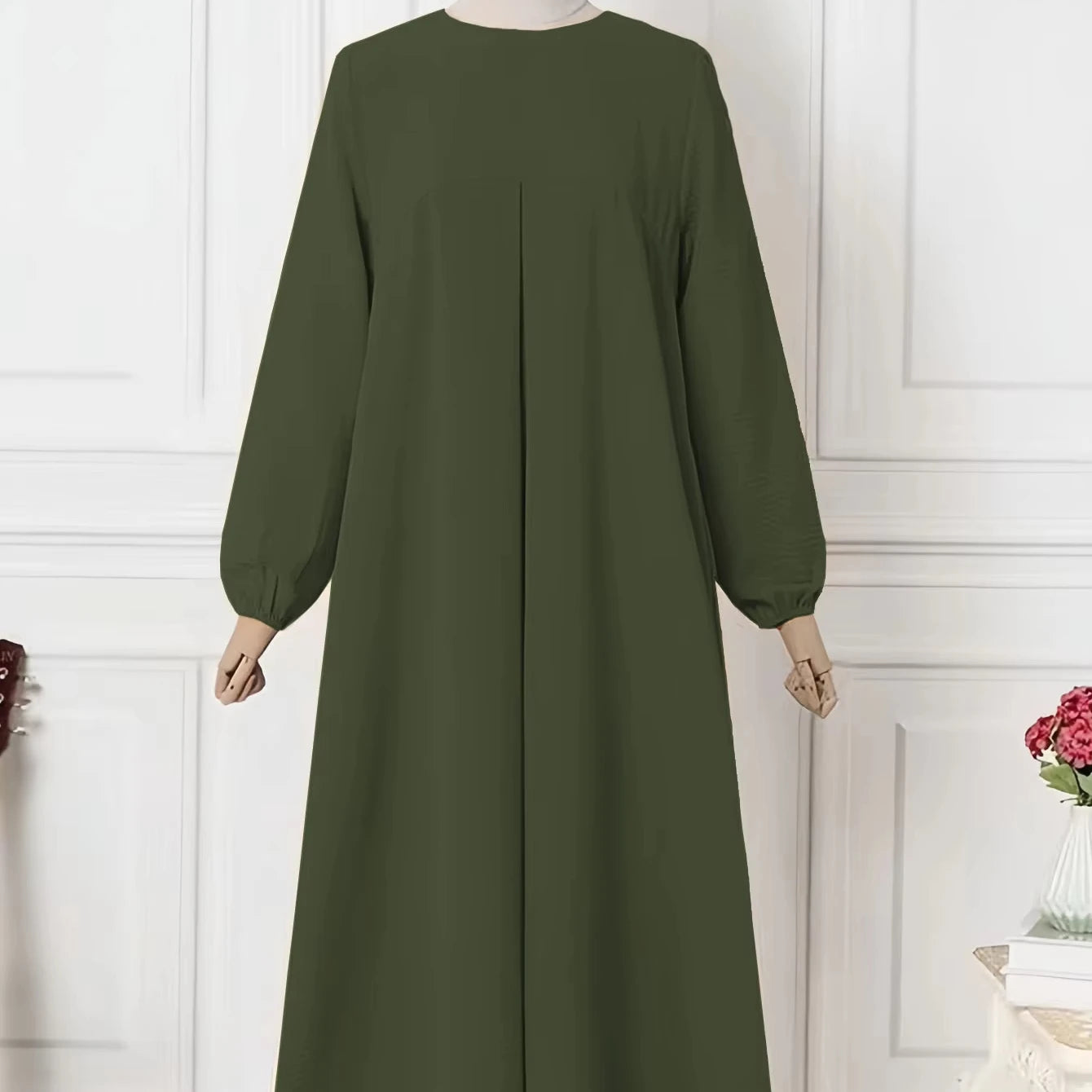 YUXI 2024  Muslim Fashion Autumn Dress Women's Long Bubble Sleeves Solid Abaya Sun Skirt Robe Casual Loose