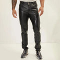 Wholesale Prices High Waist Straight Zipper Fly Casual Breathable Heavyweight Leather Trousers Black Custom Cargo Pants Men