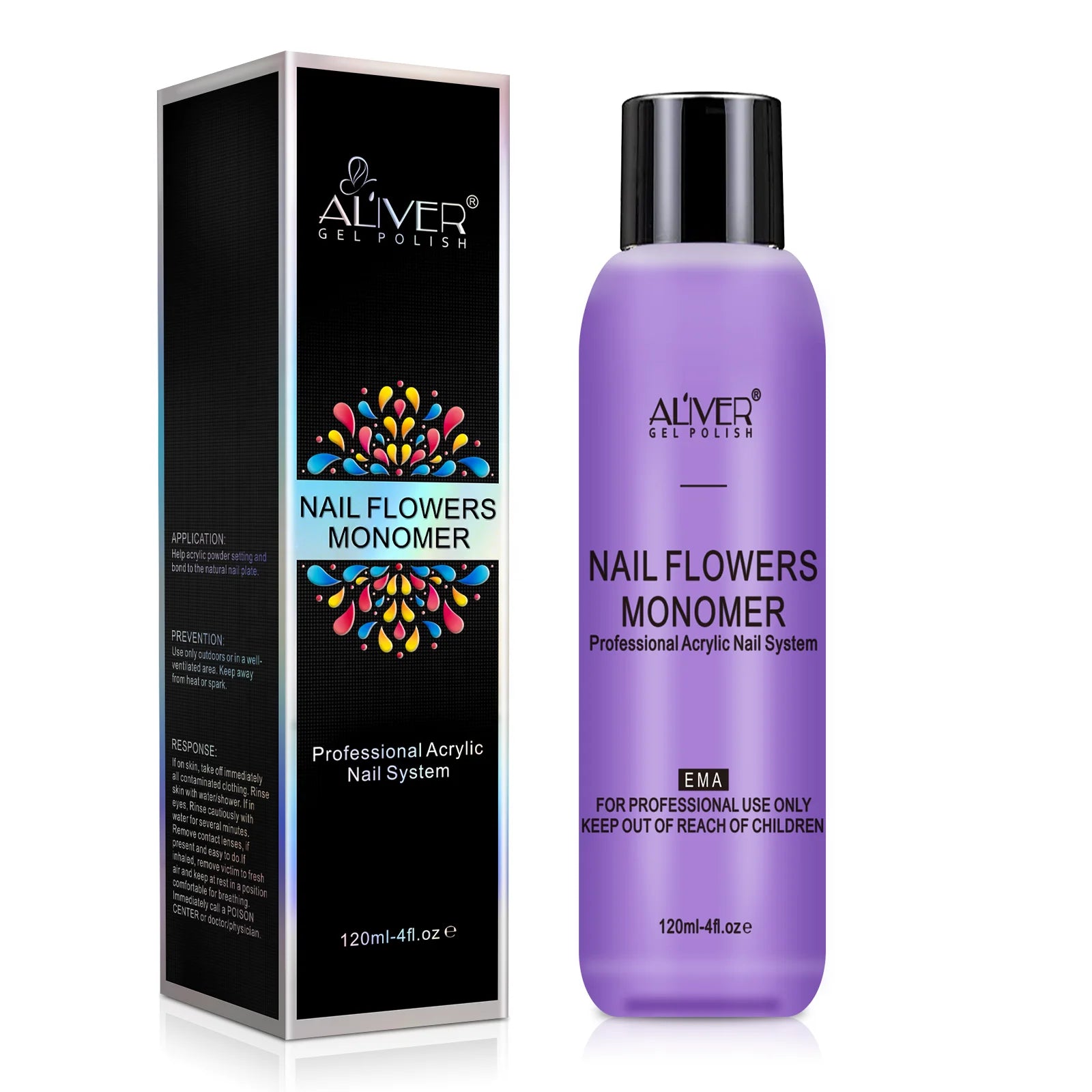 ALIVER 120ML Wholesale None-yellowing Formula Long Lasting Nail Beauty Flowers Monomer Acrylic Nail Liquid